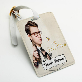 Pastele The Goldfinch Movie 4 Custom Luggage Tags Personalized Name PU Leather Luggage Tag With Strap Awesome Baggage Hanging Suitcase Bag Tags Name ID Labels Travel Bag Accessories