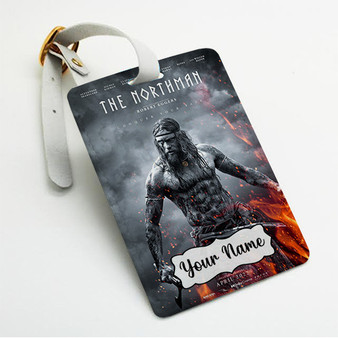 Pastele The Northman 3 Custom Luggage Tags Personalized Name PU Leather Luggage Tag With Strap Awesome Baggage Hanging Suitcase Bag Tags Name ID Labels Travel Bag Accessories