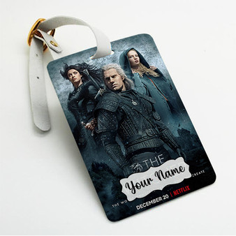 Pastele The Witcher Tv Series Custom Luggage Tags Personalized Name PU Leather Luggage Tag With Strap Awesome Baggage Hanging Suitcase Bag Tags Name ID Labels Travel Bag Accessories