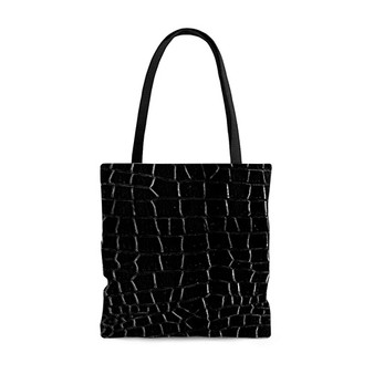 Pastele Black Alligator Skin Custom Personalized Tote Bag Awesome Unisex Polyester Cotton Bags AOP All Over Print Tote Bag School Work Travel Bags Fashionable Totebag