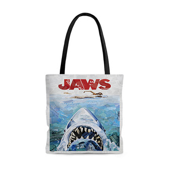 Pastele Jaws Movie Poster Custom Personalized Tote Bag Awesome Unisex Polyester Cotton Bags AOP All Over Print Tote Bag School Work Travel Bags Fashionable Totebag