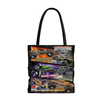 Pastele Monster Jam Collage Custom Personalized Tote Bag Awesome Unisex Polyester Cotton Bags AOP All Over Print Tote Bag School Work Travel Bags Fashionable Totebag