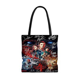 Pastele Stranger Things Poster Signed By Cast Custom Personalized Tote Bag Awesome Unisex Polyester Cotton Bags AOP All Over Print Tote Bag School Work Travel Bags Fashionable Totebag