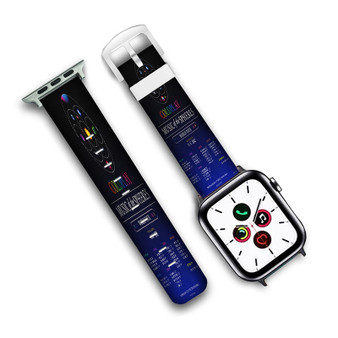 Pastele Coldplay Music of The Spheres Tour 2022 Custom Apple Watch Band Awesome Personalized Genuine Leather Strap Wrist Watch Band Replacement with Adapter Metal Clasp 38mm 40mm 42mm 44mm Watch Band Accessories