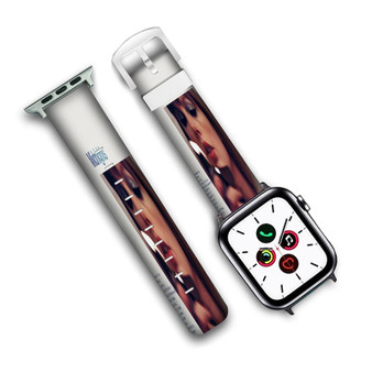 Pastele Taylor Swift Midnights 3am Edition jpeg Custom Apple Watch Band Awesome Personalized Genuine Leather Strap Wrist Watch Band Replacement with Adapter Metal Clasp 38mm 40mm 42mm 44mm Watch Band Accessories
