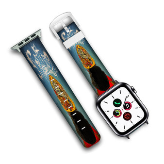 Pastele Yeah Yeah Yeahs Spitting Off the Edge of the World Custom Apple Watch Band Awesome Personalized Genuine Leather Strap Wrist Watch Band Replacement with Adapter Metal Clasp 38mm 40mm 42mm 44mm Watch Band Accessories