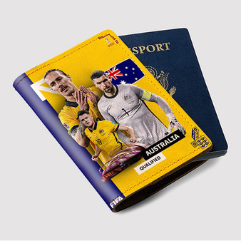 Pastele Australia World Cup 2022 Custom Passport Wallet Case With Credit Card Holder Awesome Personalized PU Leather Travel Trip Vacation Baggage Cover