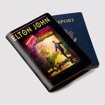 Pastele Elton John Farewell 2023 Tour jpeg Custom Passport Wallet Case With Credit Card Holder Awesome Personalized PU Leather Travel Trip Vacation Baggage Cover