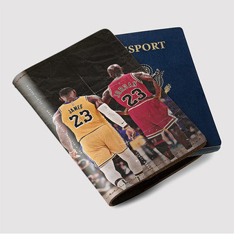 Pastele Michael Jordan and Lebron James Custom Passport Wallet Case With Credit Card Holder Awesome Personalized PU Leather Travel Trip Vacation Baggage Cover