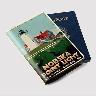 Pastele Nobska Point Light Custom Passport Wallet Case With Credit Card Holder Awesome Personalized PU Leather Travel Trip Vacation Baggage Cover