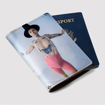 Pastele Pilgrim Harry Styles Custom Passport Wallet Case With Credit Card Holder Awesome Personalized PU Leather Travel Trip Vacation Baggage Cover