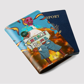 Pastele Tyler The Creator Cherry Bomb Custom Passport Wallet Case With Credit Card Holder Awesome Personalized PU Leather Travel Trip Vacation Baggage Cover