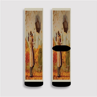 Pastele Autumn is Here Custom Socks Sublimation Awesome Printed Sports Elite Socks Polyester Cushioned Bottoms Gym Gymnastic Running Yoga School Skatebording Basketball Spandex