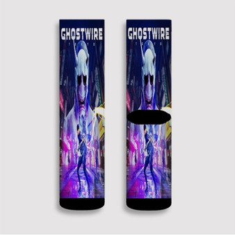 Pastele Ghostwire Tokyo Custom Socks Sublimation Awesome Printed Sports Elite Socks Polyester Cushioned Bottoms Gym Gymnastic Running Yoga School Skatebording Basketball Spandex