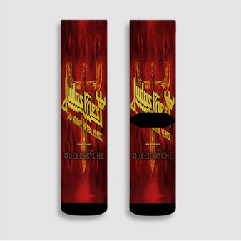 Pastele Judas Priest with Queensryche Tour 2023 Custom Socks Sublimation Awesome Printed Sports Elite Socks Polyester Cushioned Bottoms Gym Gymnastic Running Yoga School Skatebording Basketball Spandex
