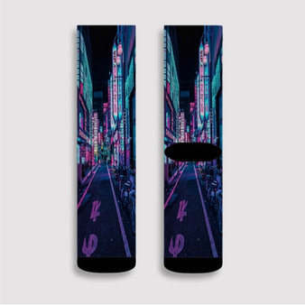 Pastele Tokyo A Neon Wonderland Custom Socks Sublimation Awesome Printed Sports Elite Socks Polyester Cushioned Bottoms Gym Gymnastic Running Yoga School Skatebording Basketball Spandex