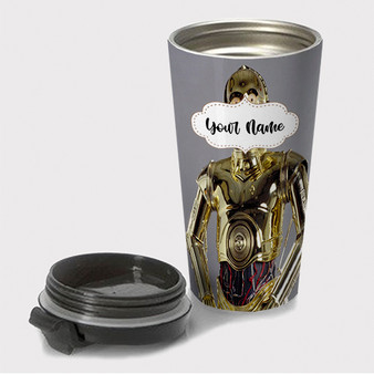 Pastele C 3 PO Star Wars Custom Travel Mug Awesome Personalized Name Stainless Steel Drink Bottle Hot Cold Leak-proof 15oz Coffee Tea Wine Trip Vacation Traveling Mug