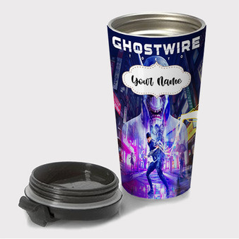 Pastele Ghostwire Tokyo Custom Travel Mug Awesome Personalized Name Stainless Steel Drink Bottle Hot Cold Leak-proof 15oz Coffee Tea Wine Trip Vacation Traveling Mug