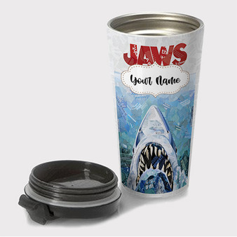 Pastele Jaws Movie Poster Custom Travel Mug Awesome Personalized Name Stainless Steel Drink Bottle Hot Cold Leak-proof 15oz Coffee Tea Wine Trip Vacation Traveling Mug
