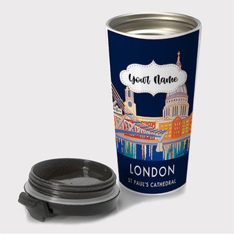 Pastele London ST Pauls Cathedral Custom Travel Mug Awesome Personalized Name Stainless Steel Drink Bottle Hot Cold Leak-proof 15oz Coffee Tea Wine Trip Vacation Traveling Mug