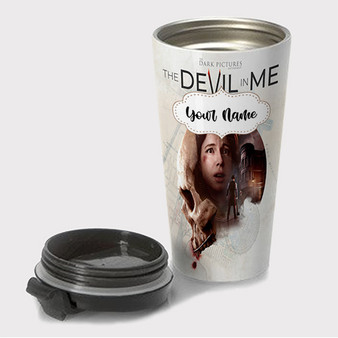 Pastele The Dark Pictures Anthology The Devil in Me Custom Travel Mug Awesome Personalized Name Stainless Steel Drink Bottle Hot Cold Leak-proof 15oz Coffee Tea Wine Trip Vacation Traveling Mug