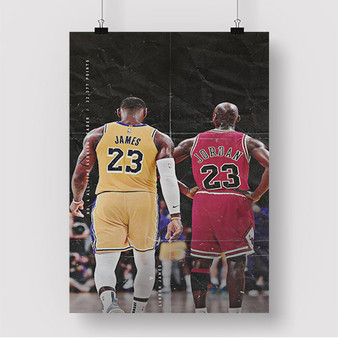 Pastele Michael Jordan and Lebron James Custom Silk Poster Awesome Personalized Print Wall Decor 20 x 13 Inch 24 x 36 Inch Wall Hanging Art Home Decoration Posters