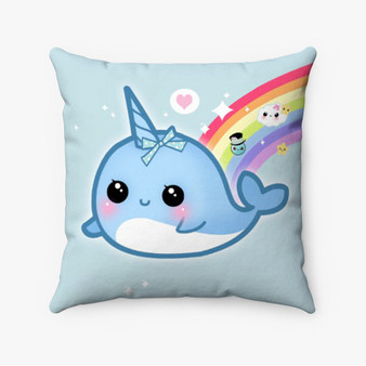 Pastele Cute Narwhal Custom Pillow Case Personalized Spun Polyester Square Pillow Cover Decorative Cushion Bed Sofa Throw Pillow Home Decor