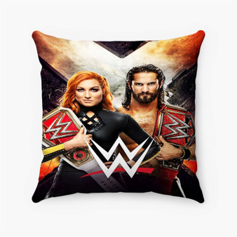 Pastele Becky Lynch Seth Rollins WWE Custom Pillow Case Personalized Spun Polyester Square Pillow Cover Decorative Cushion Bed Sofa Throw Pillow Home Decor