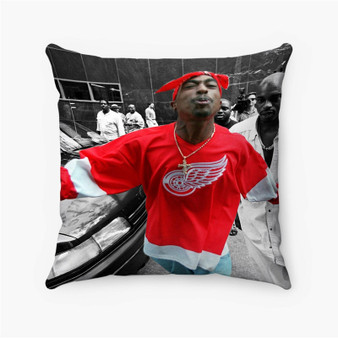Pastele Tupac Shakur Red Wings T shirt Mens 2pac tee Custom Pillow Case Personalized Spun Polyester Square Pillow Cover Decorative Cushion Bed Sofa Throw Pillow Home Decor