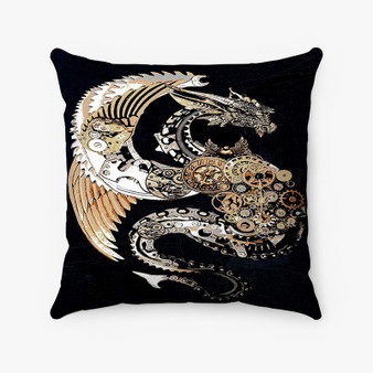 Pastele Steampunk Dragon Custom Pillow Case Personalized Spun Polyester Square Pillow Cover Decorative Cushion Bed Sofa Throw Pillow Home Decor