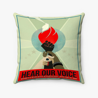 Pastele Hear Our Voice Women s March Good Custom Pillow Case Personalized Spun Polyester Square Pillow Cover Decorative Cushion Bed Sofa Throw Pillow Home Decor