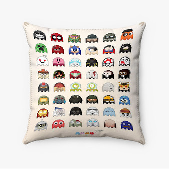 Pastele Pacman Ghost Custom Pillow Case Personalized Spun Polyester Square Pillow Cover Decorative Cushion Bed Sofa Throw Pillow Home Decor