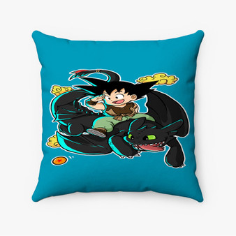 Pastele Goku Dragon Ball and Toothless Custom Pillow Case Personalized Spun Polyester Square Pillow Cover Decorative Cushion Bed Sofa Throw Pillow Home Decor