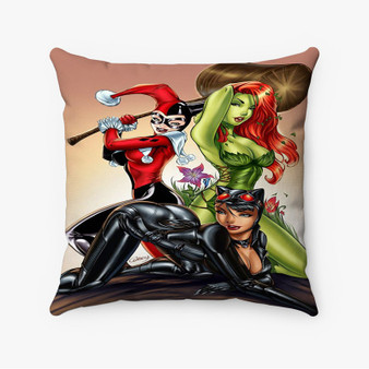Pastele Harley Quinn Poison Ivy and Catwoman Custom Pillow Case Personalized Spun Polyester Square Pillow Cover Decorative Cushion Bed Sofa Throw Pillow Home Decor