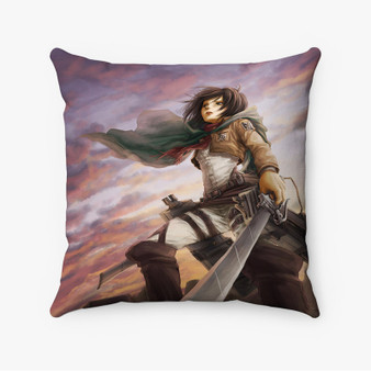 Pastele Mikasa Ackerman Shingeki no Kyojin 2 Custom Pillow Case Personalized Spun Polyester Square Pillow Cover Decorative Cushion Bed Sofa Throw Pillow Home Decor
