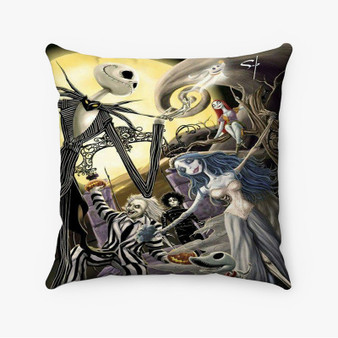 Pastele Nightmare Before Christmas and Corpse Bride Custom Pillow Case Personalized Spun Polyester Square Pillow Cover Decorative Cushion Bed Sofa Throw Pillow Home Decor