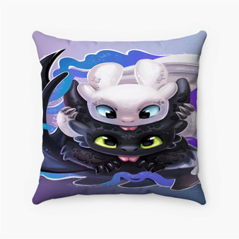 Pastele Toothless and Light Fury Custom Pillow Case Personalized Spun Polyester Square Pillow Cover Decorative Cushion Bed Sofa Throw Pillow Home Decor
