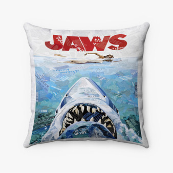 Pastele Jaws Movie Poster Custom Pillow Case Awesome Personalized Spun Polyester Square Pillow Cover Decorative Cushion Bed Sofa Throw Pillow Home Decor