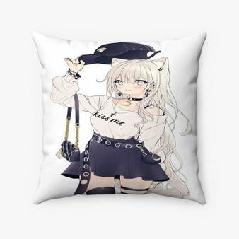 Pastele Kawaii Anime Girl Custom Pillow Case Awesome Personalized Spun Polyester Square Pillow Cover Decorative Cushion Bed Sofa Throw Pillow Home Decor