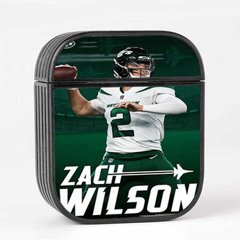 Pastele Zach Wilson New York Jets Custom AirPods Case Cover Awesome Personalized Apple AirPods Gen 1 AirPods Gen 2 AirPods Pro Hard Skin Protective Cover Sublimation Cases