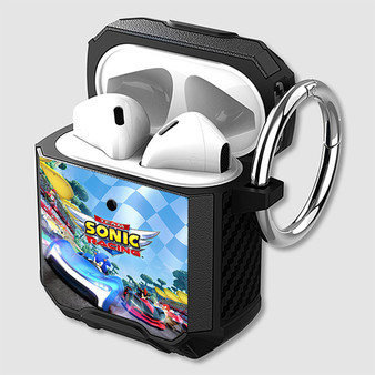 Pastele Team Sonic Racing Custom Personalized AirPods Case Shockproof Cover Awesome The Best Smart Protective Cover With Ring AirPods Gen 1 2 3 Pro Black Pink Colors