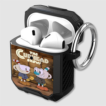 Pastele The Cuphead Show Cartoon Custom Personalized AirPods Case Shockproof Cover Awesome The Best Smart Protective Cover With Ring AirPods Gen 1 2 3 Pro Black Pink Colors
