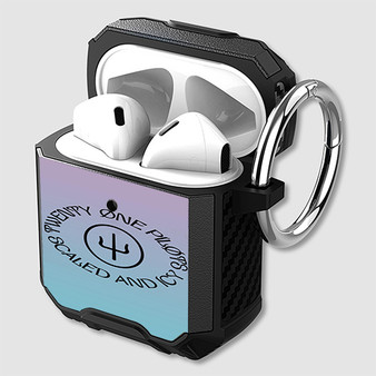 Pastele Twennty One Pilots Scaled and Icy Custom Personalized AirPods Case Shockproof Cover Awesome The Best Smart Protective Cover With Ring AirPods Gen 1 2 3 Pro Black Pink Colors