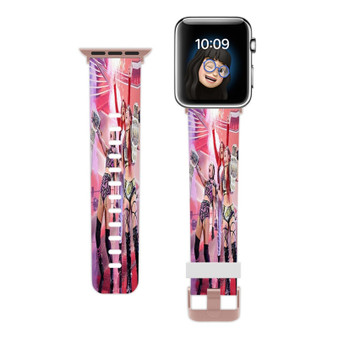 Pastele Damage CTRL WWE Wrestle Mania Custom Apple Watch Band Awesome Personalized Genuine Leather Strap Wrist Watch Band Replacement with Adapter Metal Clasp 38mm 40mm 42mm 44mm Watch Band Accessories