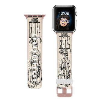 Pastele Fritz The Cat R Crumbs Custom Apple Watch Band Awesome Personalized Genuine Leather Strap Wrist Watch Band Replacement with Adapter Metal Clasp 38mm 40mm 42mm 44mm Watch Band Accessories