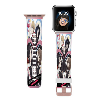 Pastele Kaguya sama wa Kokurasetai Ultra Romantic Custom Apple Watch Band Awesome Personalized Genuine Leather Strap Wrist Watch Band Replacement with Adapter Metal Clasp 38mm 40mm 42mm 44mm Watch Band Accessories