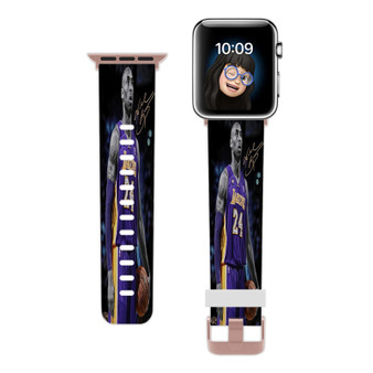 Pastele Kobe Bryant Signed Custom Apple Watch Band Awesome Personalized Genuine Leather Strap Wrist Watch Band Replacement with Adapter Metal Clasp 38mm 40mm 42mm 44mm Watch Band Accessories