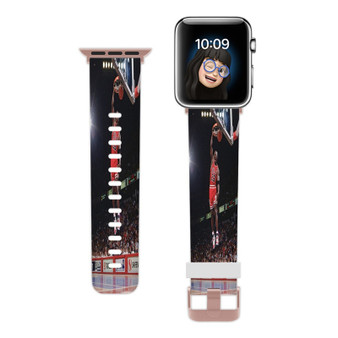 Pastele Michael Jordan Dunk Custom Apple Watch Band Awesome Personalized Genuine Leather Strap Wrist Watch Band Replacement with Adapter Metal Clasp 38mm 40mm 42mm 44mm Watch Band Accessories