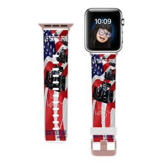 Pastele US Grand Prix Circuit Of The Americas Custom Apple Watch Band Awesome Personalized Genuine Leather Strap Wrist Watch Band Replacement with Adapter Metal Clasp 38mm 40mm 42mm 44mm Watch Band Accessories