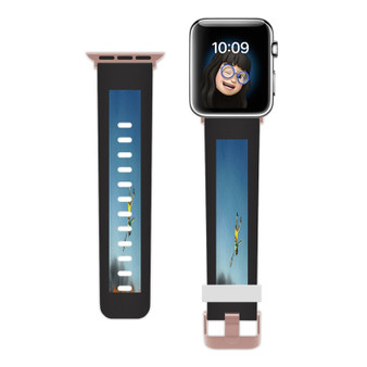 Pastele Yeah Yeah Yeahs Cool It Down Custom Apple Watch Band Awesome Personalized Genuine Leather Strap Wrist Watch Band Replacement with Adapter Metal Clasp 38mm 40mm 42mm 44mm Watch Band Accessories